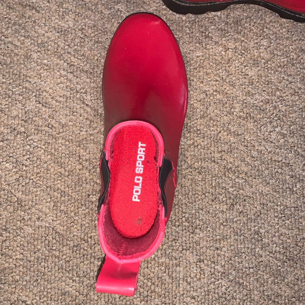 Size 5.5 Red Polo Sport rain booties